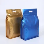flat bottom bag with handle showing prismatic rainbow effect on transparent soft BOPP base