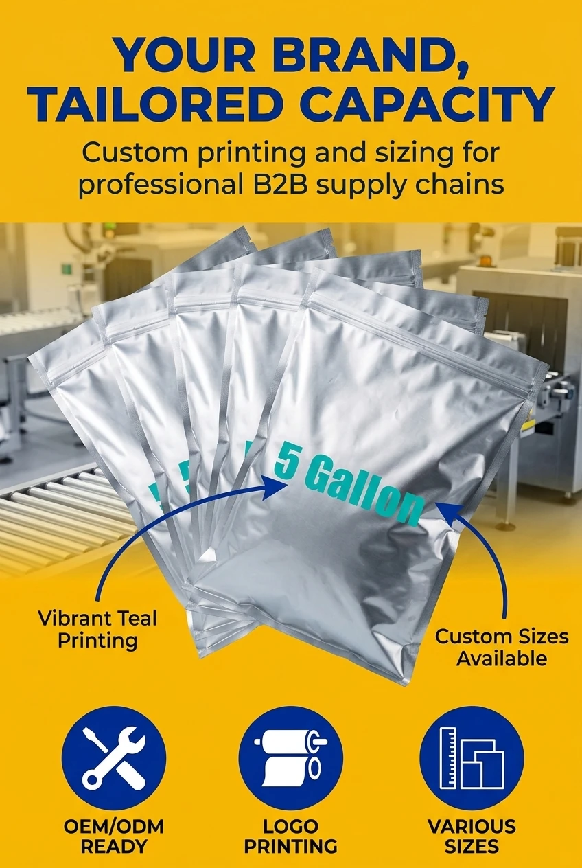 Waterproof heavy duty mylar zip lock bags protecting printed gift box designs from moisture