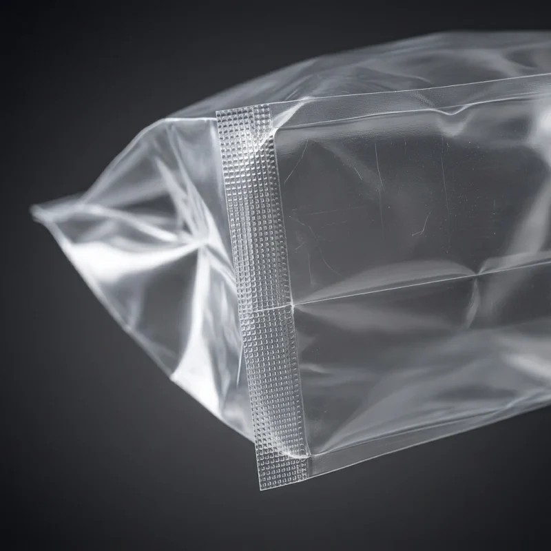 Clear PE Plastic Bag applied on luxury gift packaging demonstrating 3D laser reflection