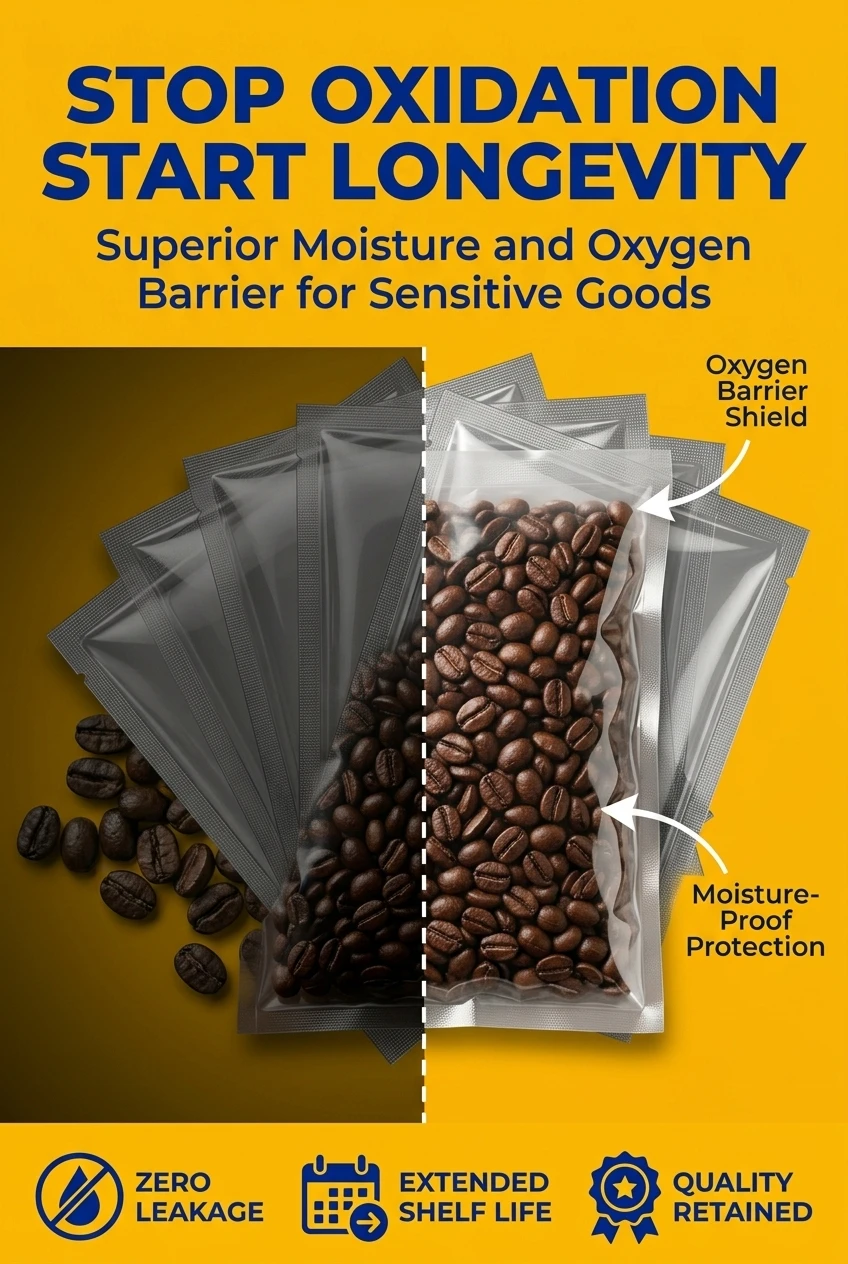 Solve coffee spoilage with our high-barrier plastic zipper bag. This ldpe plastic bag prevents moisture and oxygen entry, ext