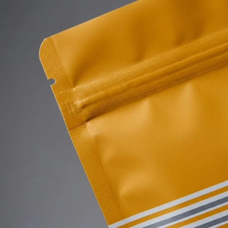 Industrial packaging of stand up pouch with zipper with custom width options for printing houses