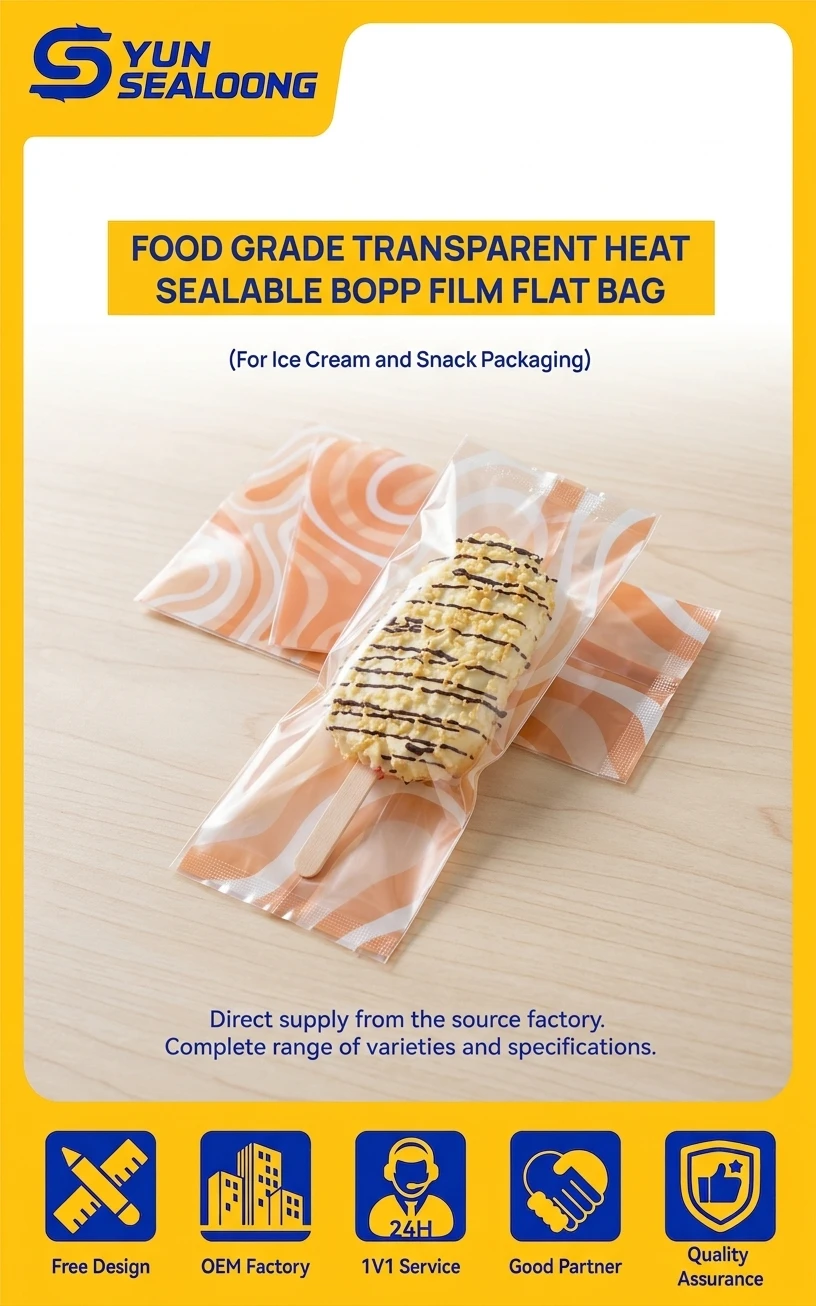 Wholesale Ice Cream Popsicle Packaging Bag Heat Sealed Food Grade Plastic Bag Ice Cream Wrapper for Confectionery