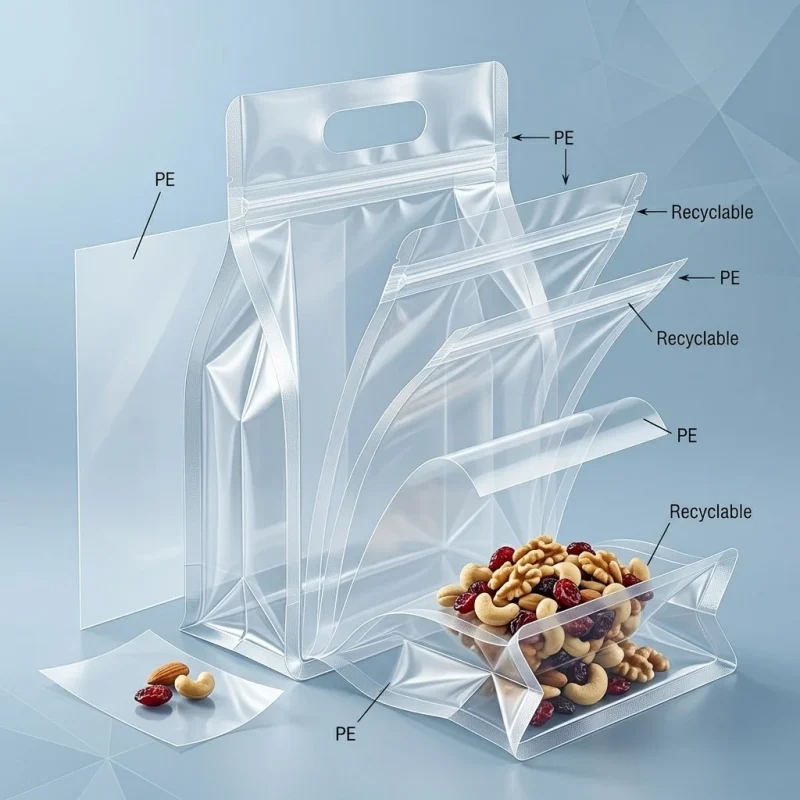 food zipper stand up pouch applied on luxury gift packaging demonstrating 3D laser reflection