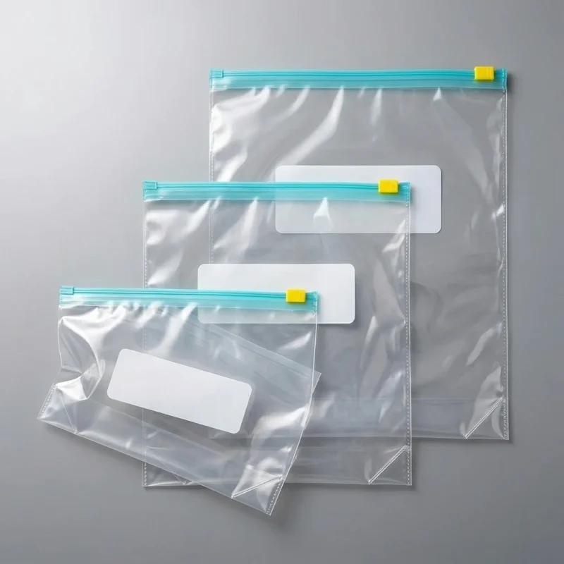 Soft slider plastic zipper bag material roll showing PET BOPP layer flexibility and durability