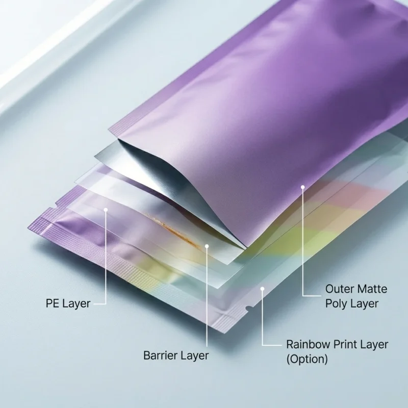 retort food pouch packaging applied on luxury gift packaging demonstrating 3D laser reflection