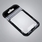 Close-up of antistatic plastic zipper bag surface with vertical holographic grating pattern