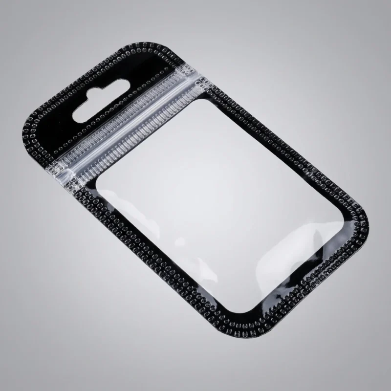 Close-up of antistatic plastic zipper bag surface with vertical holographic grating pattern