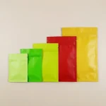 Close-up of heavy duty plastic zipper bags surface with vertical holographic grating pattern