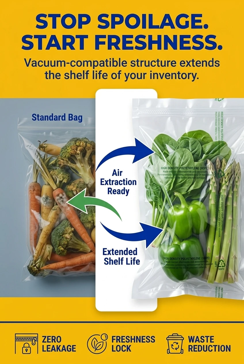 Innovative vacuum packaging bag solution to extend shelf life. Our hdpe plastic bag prevents oxidation and moisture loss. The