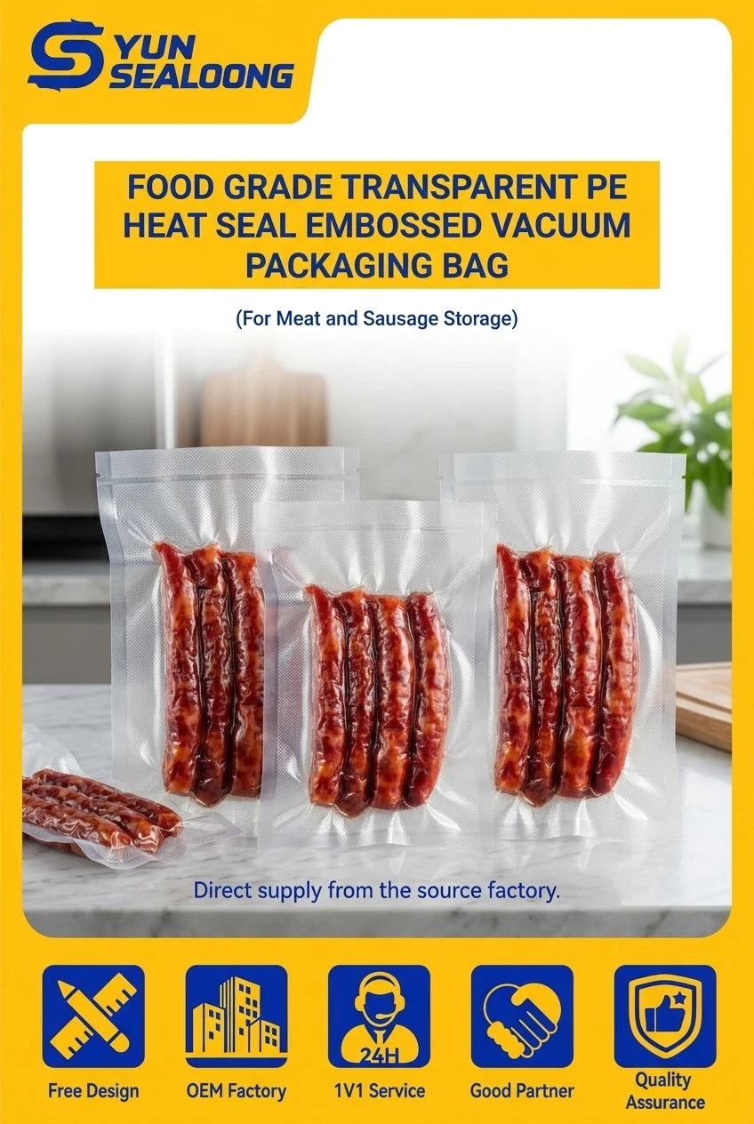embossed vacuum sealer bags detail view showing vertical rainbow stripe pattern and transparency