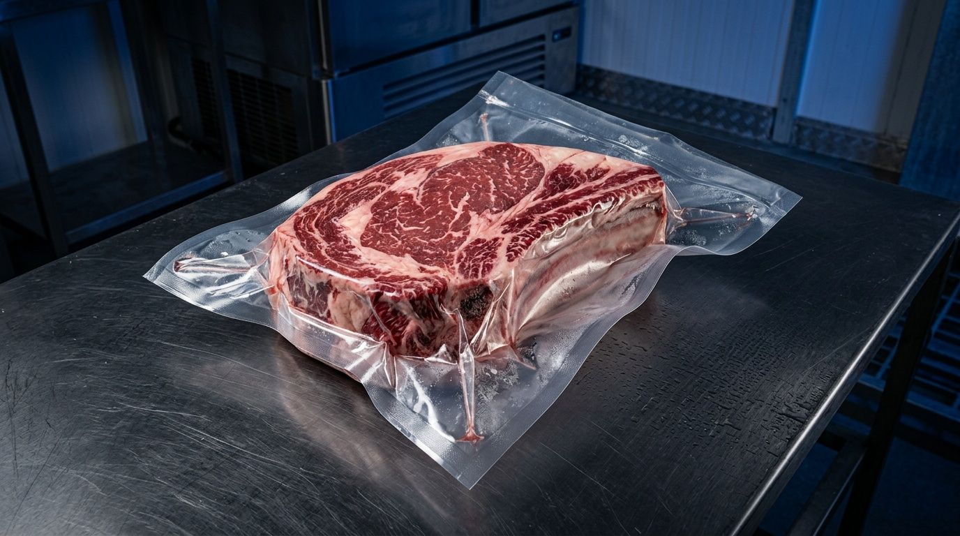 Puncture Resistant Vacuum Film: 300N Strength to Reduce Meat Leakage and Secure Supermarket Entry – Cover Image puncture resistant vacuum film: bone-in meat vacuum packaging, high puncture resistance film, 7-layer co-extrusion technology, meat shrink packaging solutions, vacuum seal leakage prevention, heavy duty vacuum sealer bags, ASTM F1306 puncture test, supermarket meat packaging standards