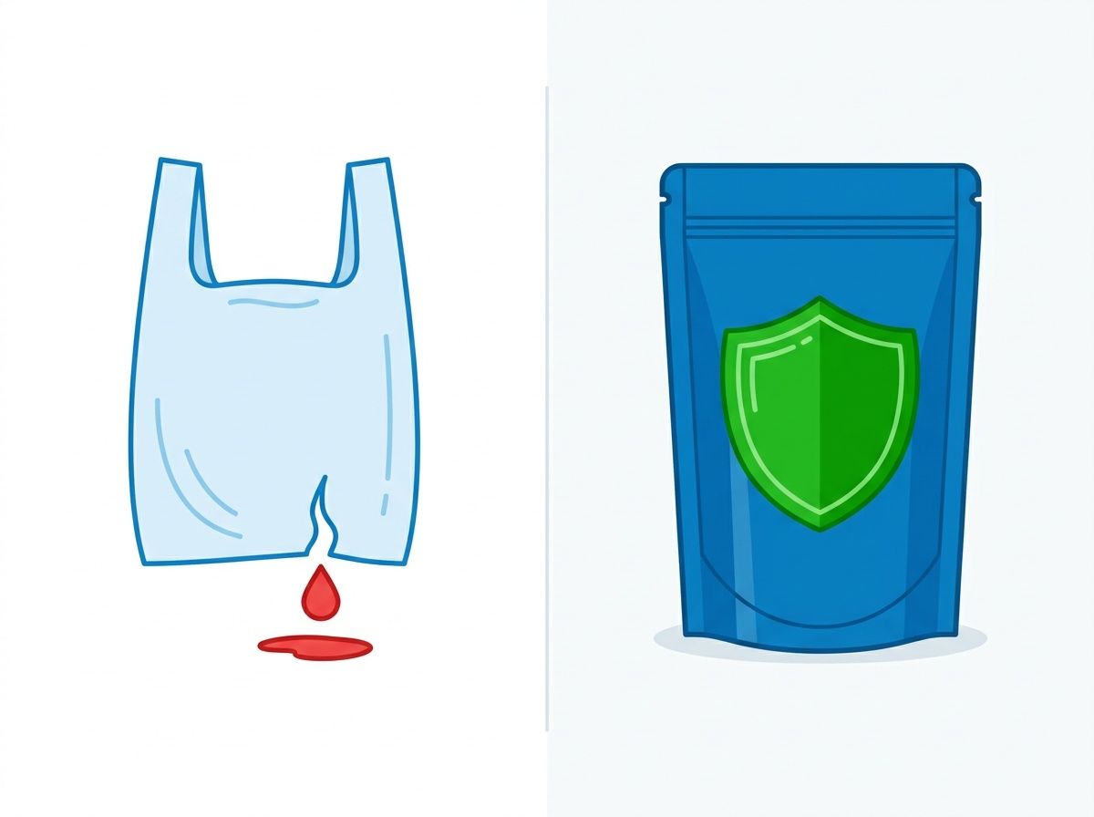 Comparison of standard vs leak-proof food bags for international logistics