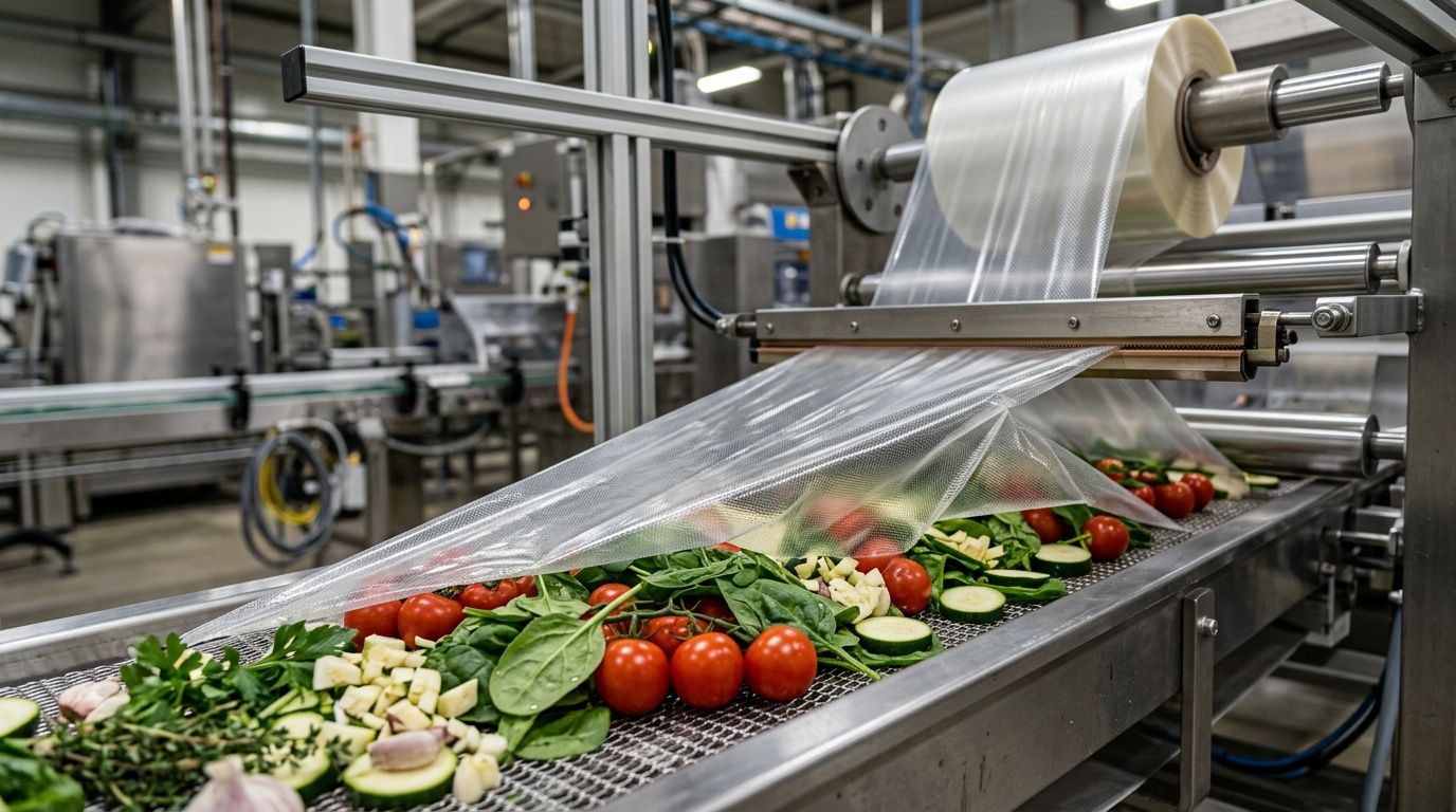 Food Grade Flexible Packaging Materials: Managing Chemical Migration and Barrier Integrity in Food Processing – Cover Image food grade flexible packaging materials: FDA compliant packaging, high barrier films, oxygen transmission rate OTR, moisture vapor transmission rate WVTR, chemical migration safety, BOPET and BOPP films, vacuum sealing materials, modified atmosphere packaging MAP, heat resistant packaging film, frozen food packaging solutions