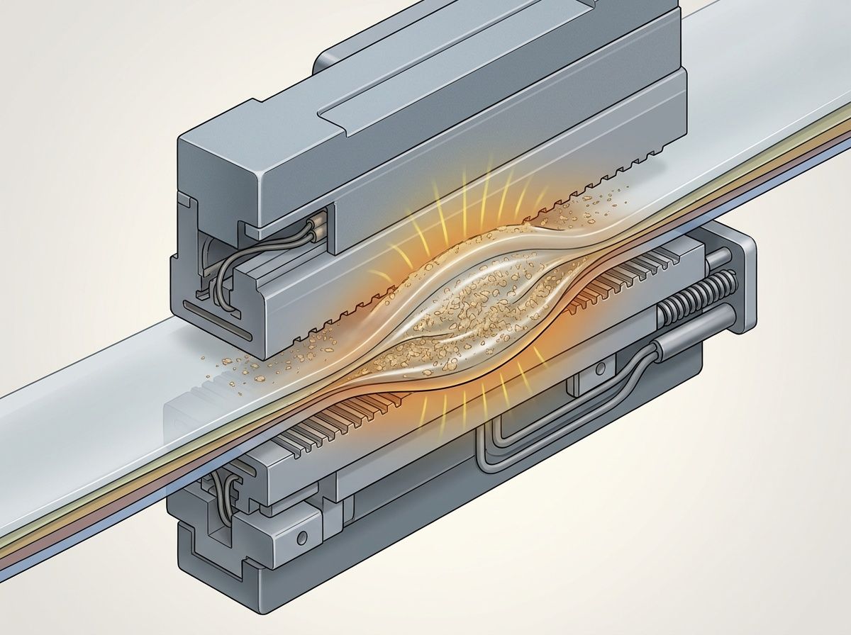 Scientific visualization of Metallocene resin creating a hermetic seal despite flour contamination in bakery packaging.