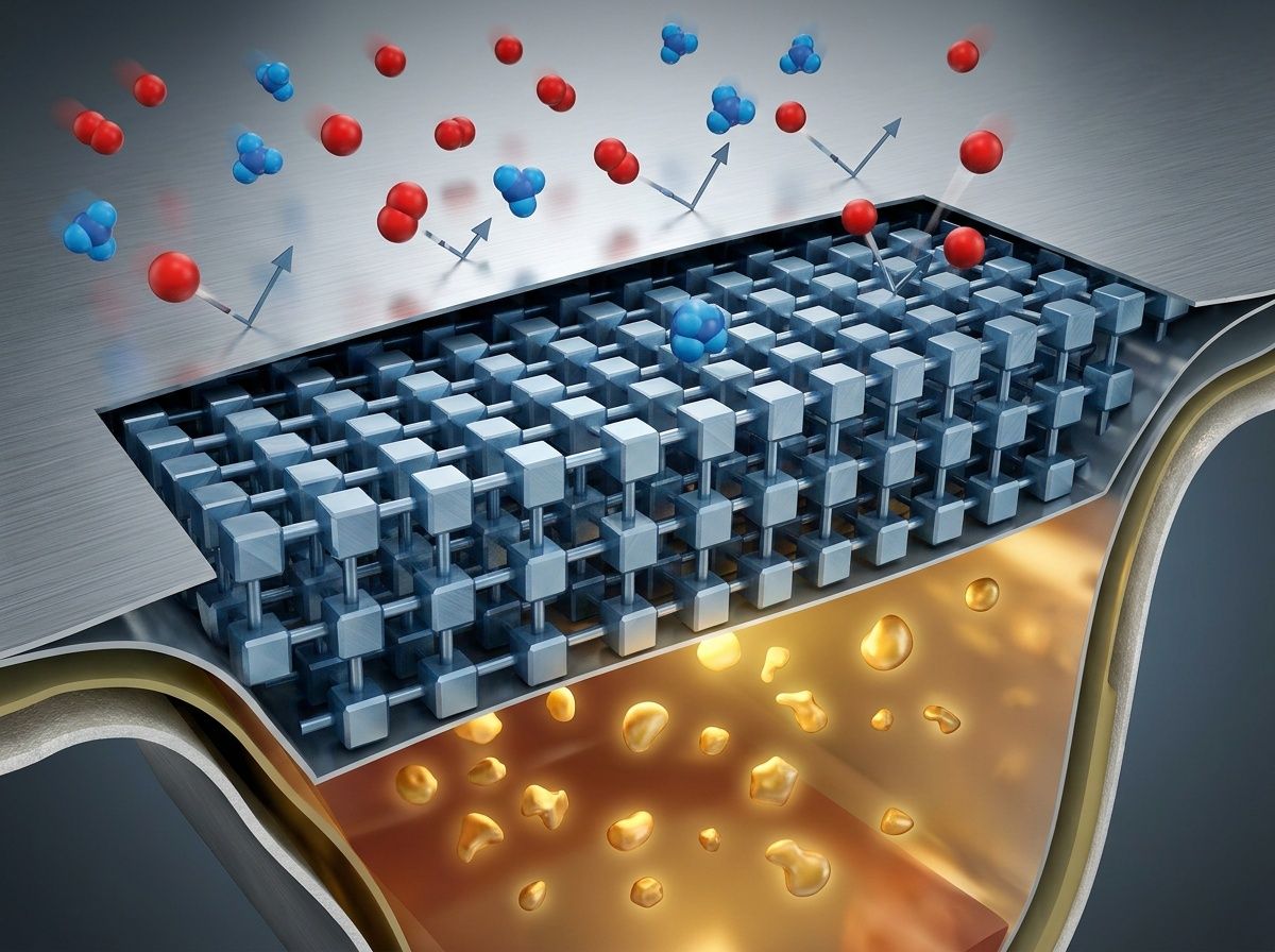 Technical visualization of aluminum foil blocking oxygen ingress and retaining volatile coffee aromas.